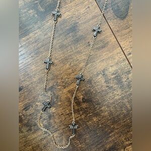 Elegant Black Cross Gold Necklace